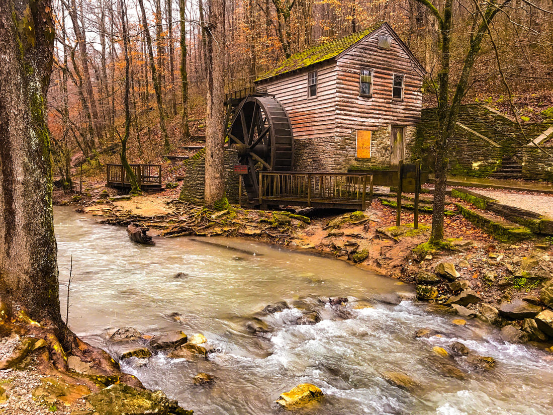Historic grist mill outside in Norris, Tennessee