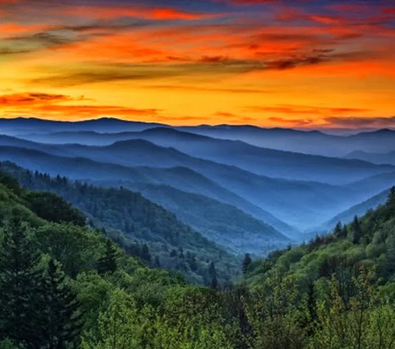 View of the Smoky Mountains in Sevierville, Tennessee