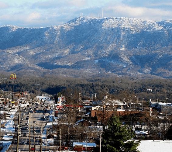 Aerial view of streets and real estate in Seymour, Tennessee