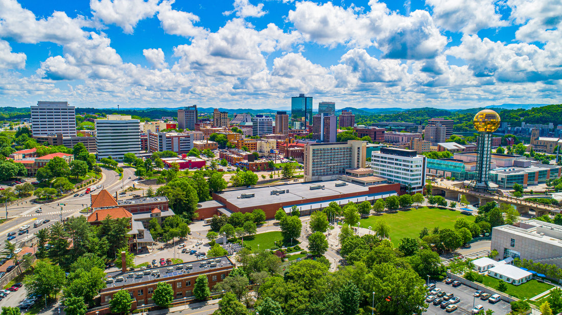 Aerial view of real estate in Knoxville, Tennessee